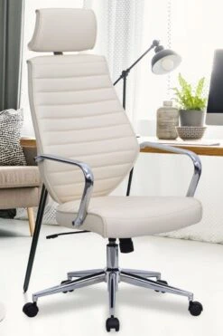 Atlas Cream Leather Office Chair