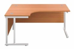 Kestral Cantilever Corner Workstation -Furniture Sale Shop cantilever beech top white leg