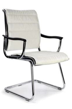 Carbis White Leather Visitor Chair