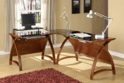 Curve Laptop Computer Desk -Furniture Sale Shop curve desk corner set room shot 1