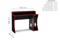 Enzo Black And Red Gaming Computer Desk -Furniture Sale Shop dimensions