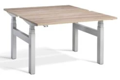 Duo Two Person Height Adjustable Desk -Furniture Sale Shop duo silver frame grey nebraska oak