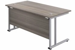 Kestral Grey Oak Rectangular Cantilever Desk 16 Kestral Grey Oak Rectangular Cantilever Desk -Furniture Sale Shop grey oak top silver frame 1