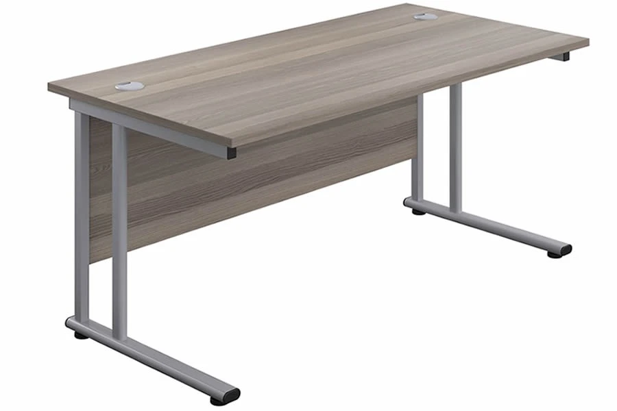 Kestral Grey Oak Rectangular Cantilever Desk 4 Kestral Grey Oak Rectangular Cantilever Desk - Image 2