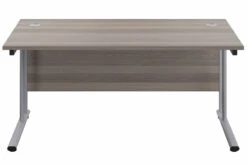 Kestral Grey Oak Rectangular Cantilever Desk 18 Kestral Grey Oak Rectangular Cantilever Desk -Furniture Sale Shop grey oak top silver frame 4