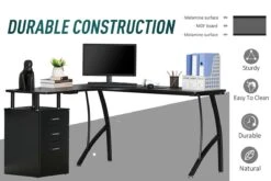 Alice Black Corner Desk -Furniture Sale Shop homcom black computer table corner desk 11
