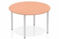 Price Point Circle Table 1200 Beech Post Leg Silver