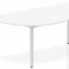 Polar White Semi-circle Table 1600 Box Frame Leg -Furniture Sale Shop impulse semi circle table 1600 white box frame leg silver