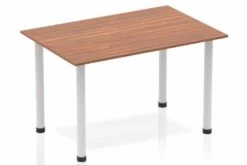 Nova Walnut Straight Table Post Leg Silver