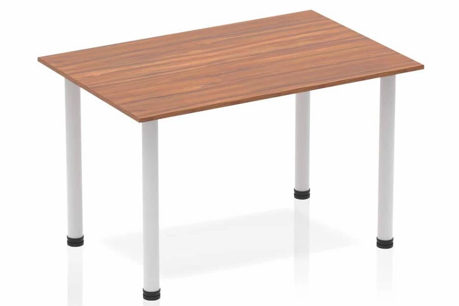 Nova Walnut Straight Table Post Leg Silver 3 Nova Walnut Straight Table Post Leg Silver