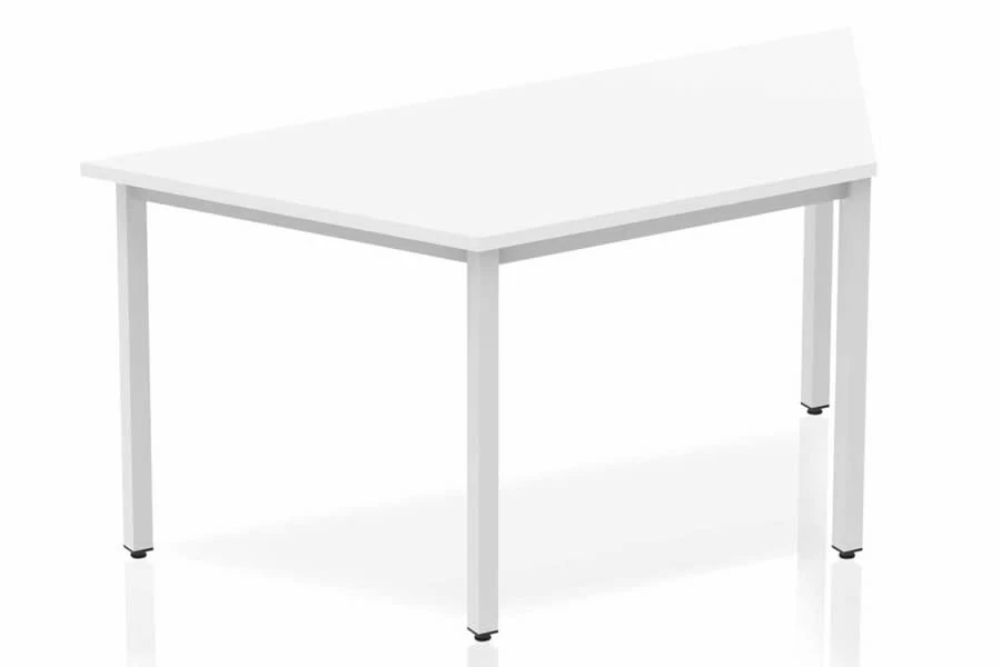 Polar White Trapezium Table 1600 Box Frame Leg Silver 3 Polar White Trapezium Table 1600 Box Frame Leg Silver