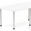 Polar White Trapezium Table 1600 Post Leg -Furniture Sale Shop impulse trapezium table 1600 white post leg silver 1