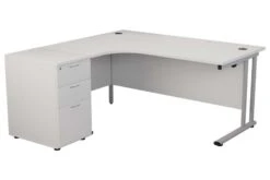 Kestral White Corner Desk And Pedestal -Furniture Sale Shop kestral white 1