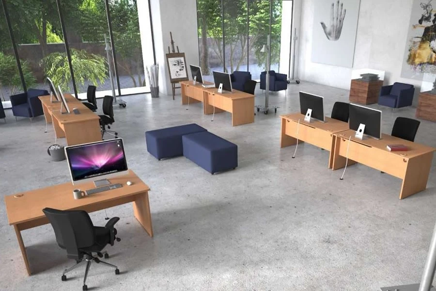 Norton Oak Corner Cantilever Leg Desk 6 Norton Oak Corner Cantilever Leg Desk - Image 4