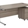 Kestral Grey Oak Promo Desk And Pedestal