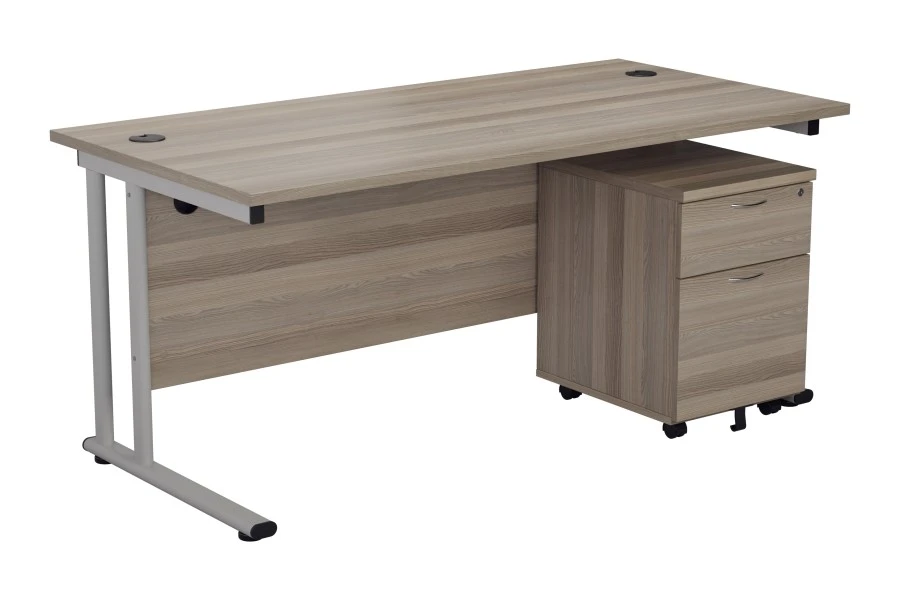 Kestral Grey Oak Promo Desk And Pedestal 3 Kestral Grey Oak Promo Desk And Pedestal