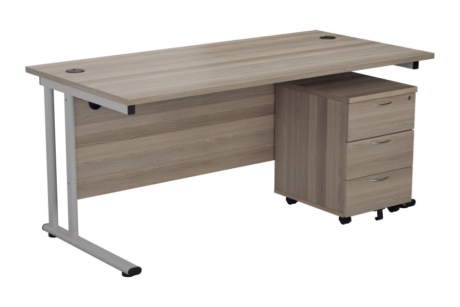 Kestral Grey Oak Promo Desk And Pedestal 6 Kestral Grey Oak Promo Desk And Pedestal - Image 4