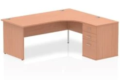 Price Point Beech Corner Panel Desk And Pedestal -Furniture Sale Shop price point beech panel workstation right hand 1800mm