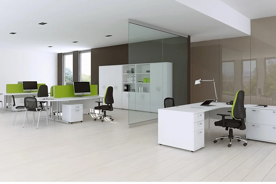 Polar White 3 Drawer Desk High Pedestal 5 Polar White 3 Drawer Desk High Pedestal - Image 3