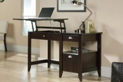 Riser Height Adjustable Desk -Furniture Sale Shop sit stand desk jamocha wood 1