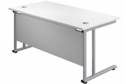 Kestral White Rectangular Cantilever Desk -Furniture Sale Shop white top silver frame 1