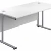 Kestral White Rectangular Cantilever Desk -Furniture Sale Shop white top silver frame 3