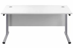 Kestral White Rectangular Cantilever Desk -Furniture Sale Shop white top silver frame 4