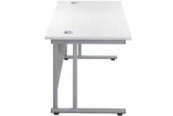 Kestral White Rectangular Cantilever Desk -Furniture Sale Shop white top silver frame 5