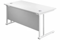 Kestral White Rectangular Cantilever Desk -Furniture Sale Shop white top white frame 1